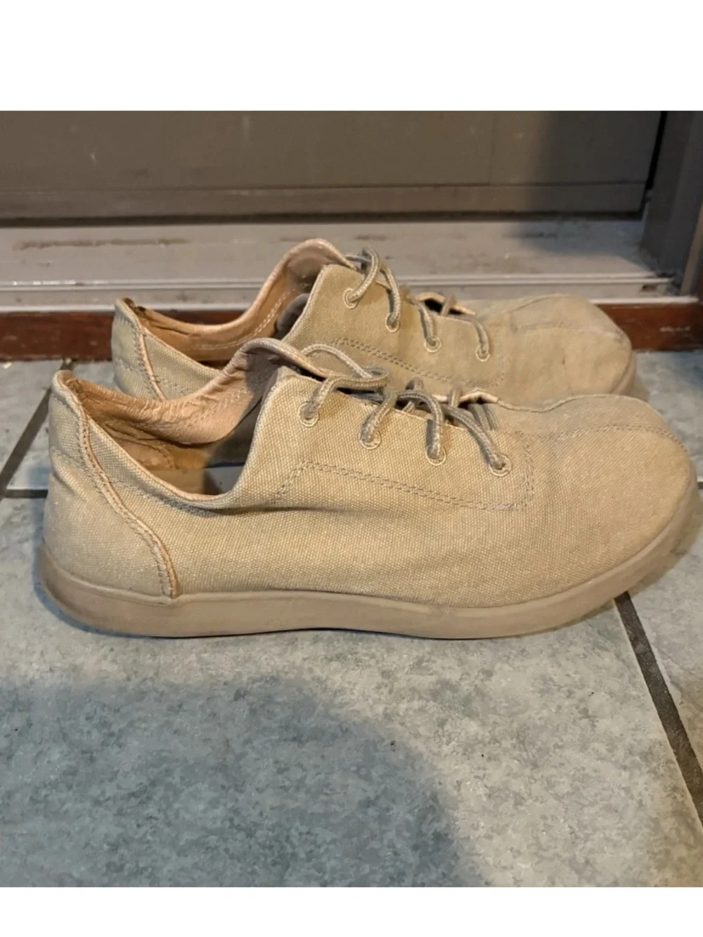 Crocs Venture Canvas Khaki Leather Sneaker Shoes - Men's 10